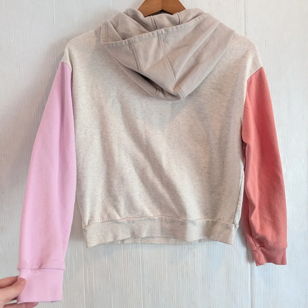 ADIDAS Kids' Colorblock Hoodie - Beige, Pink, and Lavender Size 14